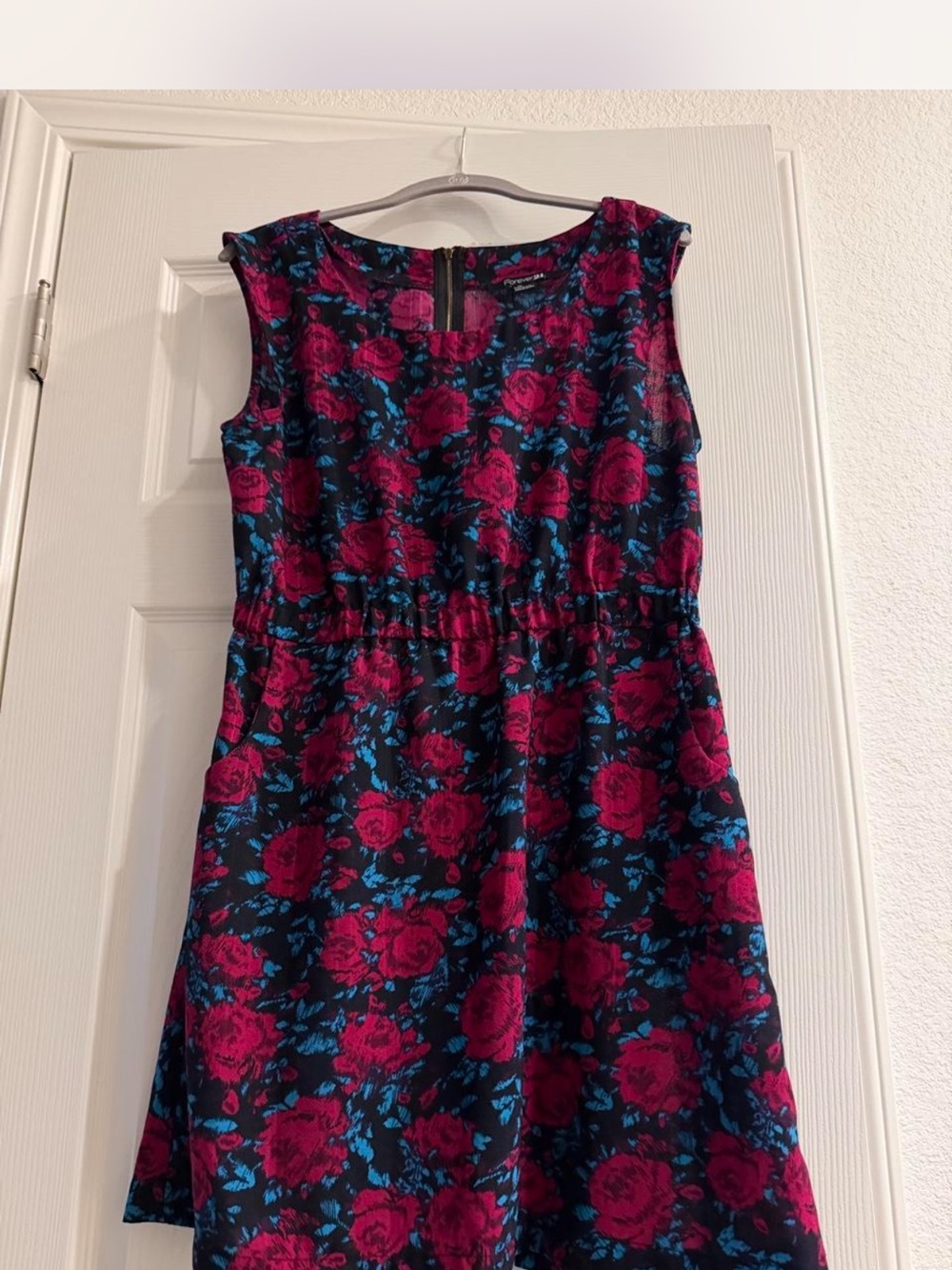Women’s Navy Floral Dress with Pink Rose Print Forever 21